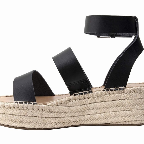 El Drop Elegant Black Espadrille Sandals - Picture 6 of 7